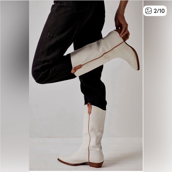 We The Free White and Tan Ankle Boots